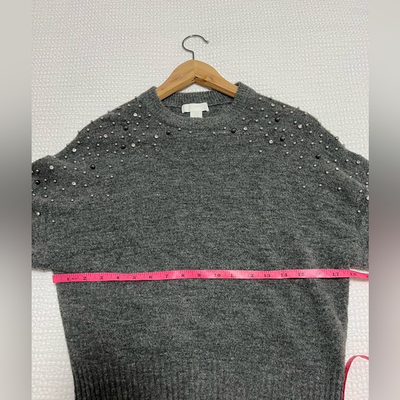 H&M Embellished Bead Knit Sweater in Gray Melange - Picture 5 of 8